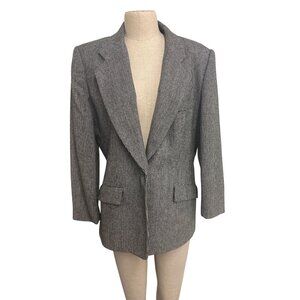 Evan-Picone Womens Houndstooth Blazer Size 10 USA-Made Classic Black White Jacke